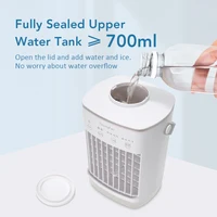 Climatiseur portable avec lumière d'ambiance colorée, ventilateur de refroidissement par eau, ventilateur de table USB, réservoir d'eau de 700 ml, ventilateur de bureau, humidificateur 4