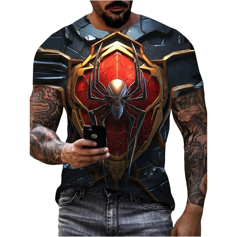 Cool Spider Herren-T-Shirt, lässig, Rundhalsausschnitt, Pullover, Sommer, kurzärmelig, für Herren, Streetwear, modisch, locker, bequem, Herren-Oberteile – Detail 4