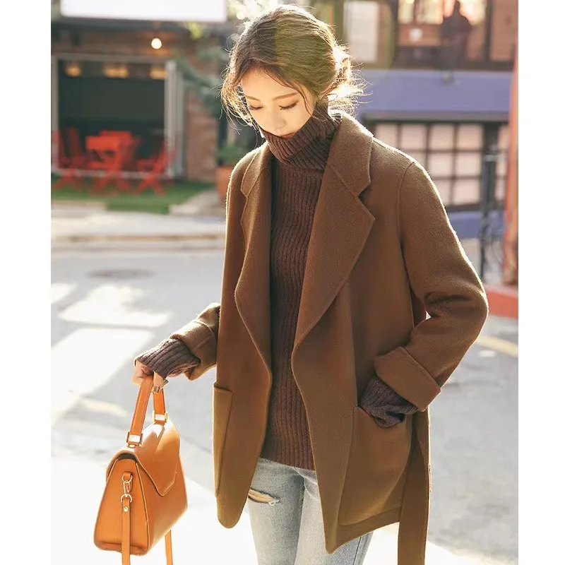 

Double-sided cashmere coat women's short 2023 new Korean autumn-winter Hepburn style small wool coat