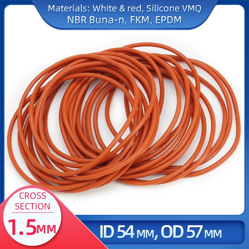 

O Ring CS 1.5mm ID 54 mm OD 57mm Material With Silicone VMQ NBR FKM EPDM ORing Seal Gaske1