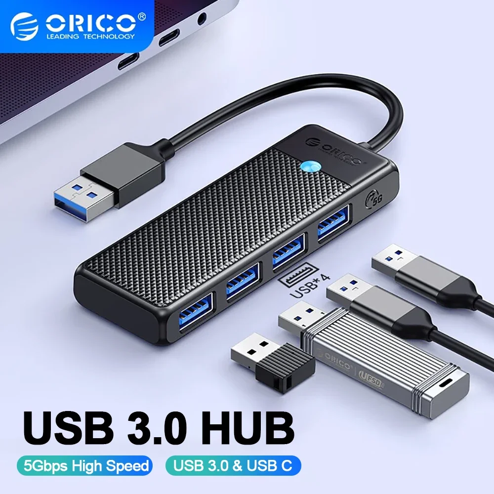 Orico-usb Hub 3.0 tipo c Divisor de Portas Doca de Expansão Ultra Fino Adaptador Otg Acessórios de Computador