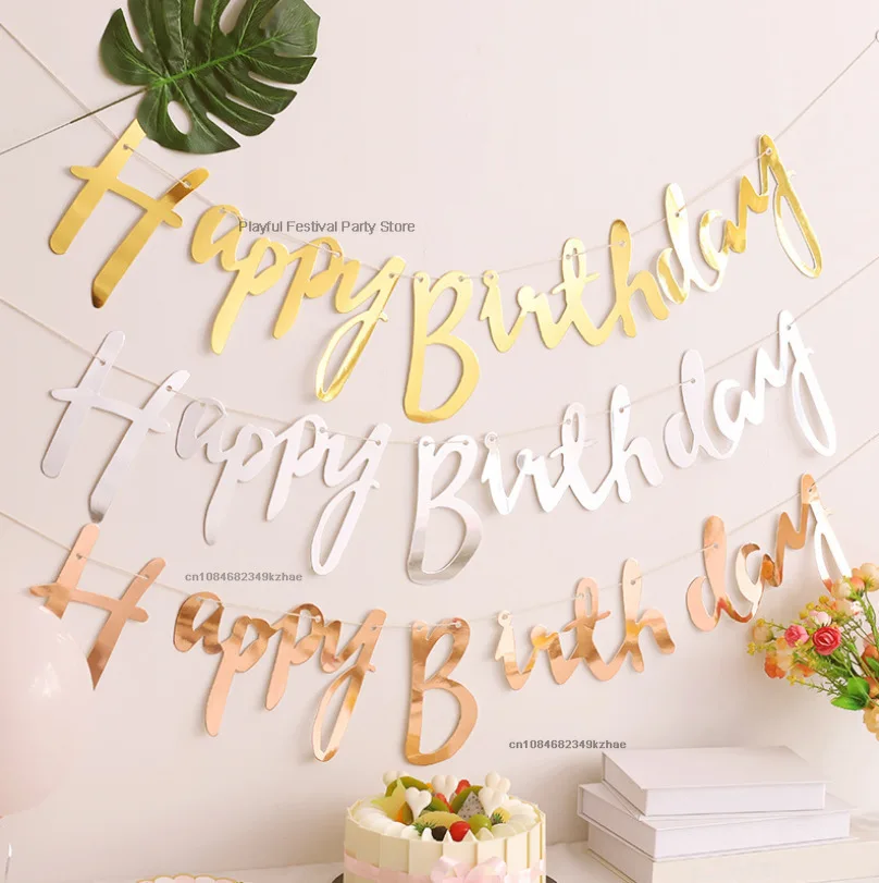 5m Glitter Happy Birthday Banner Kids Adults Birthday Party Decorations Supplies Sign Baby Shower Decoration
