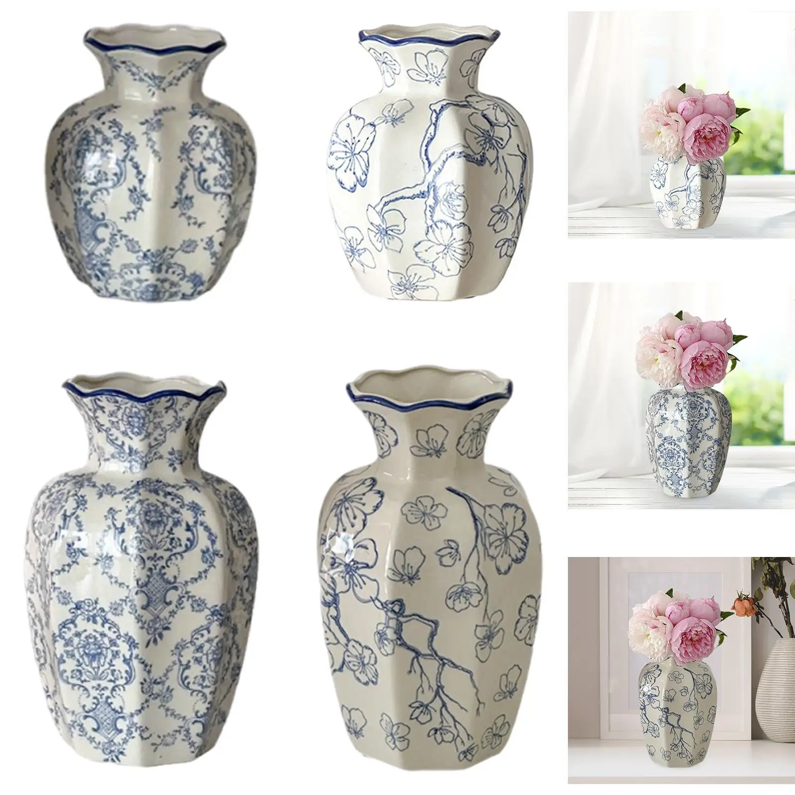 Ceramic Flower Vase Decor Unique Multifunctional Modern Decorative Flower Arrangement for Bedroom Desktop Entryway Table Office