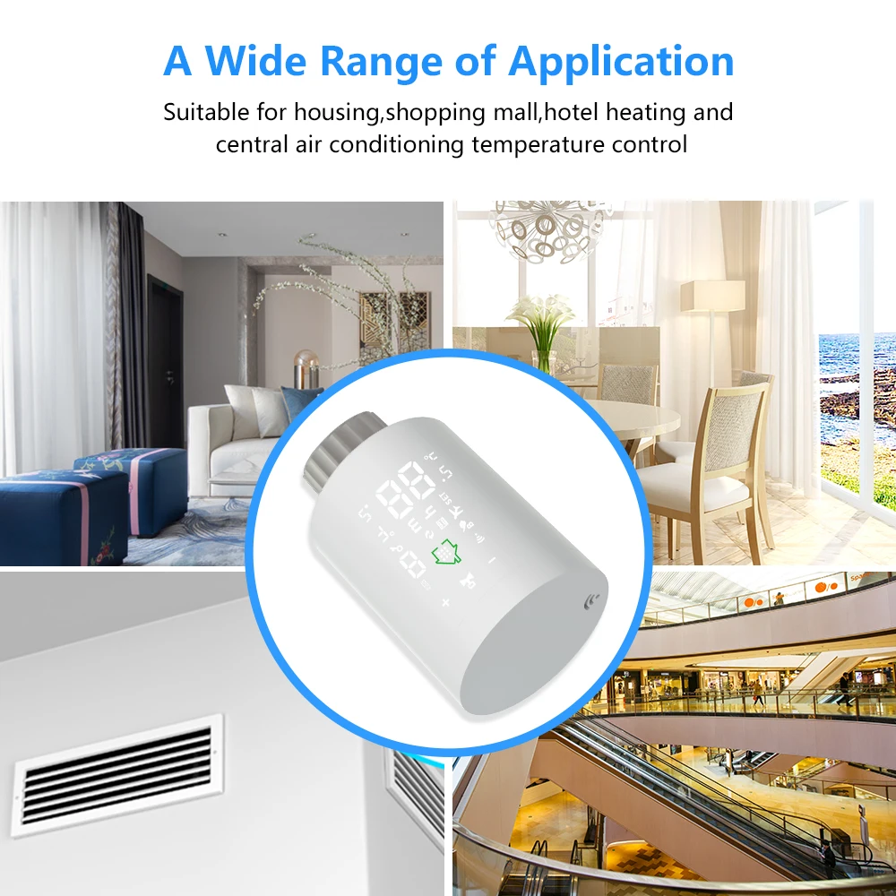 Smart Thermostat Temperature Controller Thermostatic Valve Controller Tuya Zigbee 3.0 TRV Thermostat Smart Radiator Actuator Valve Thermal Head Programmable Temperature Controller Alexa Google Home