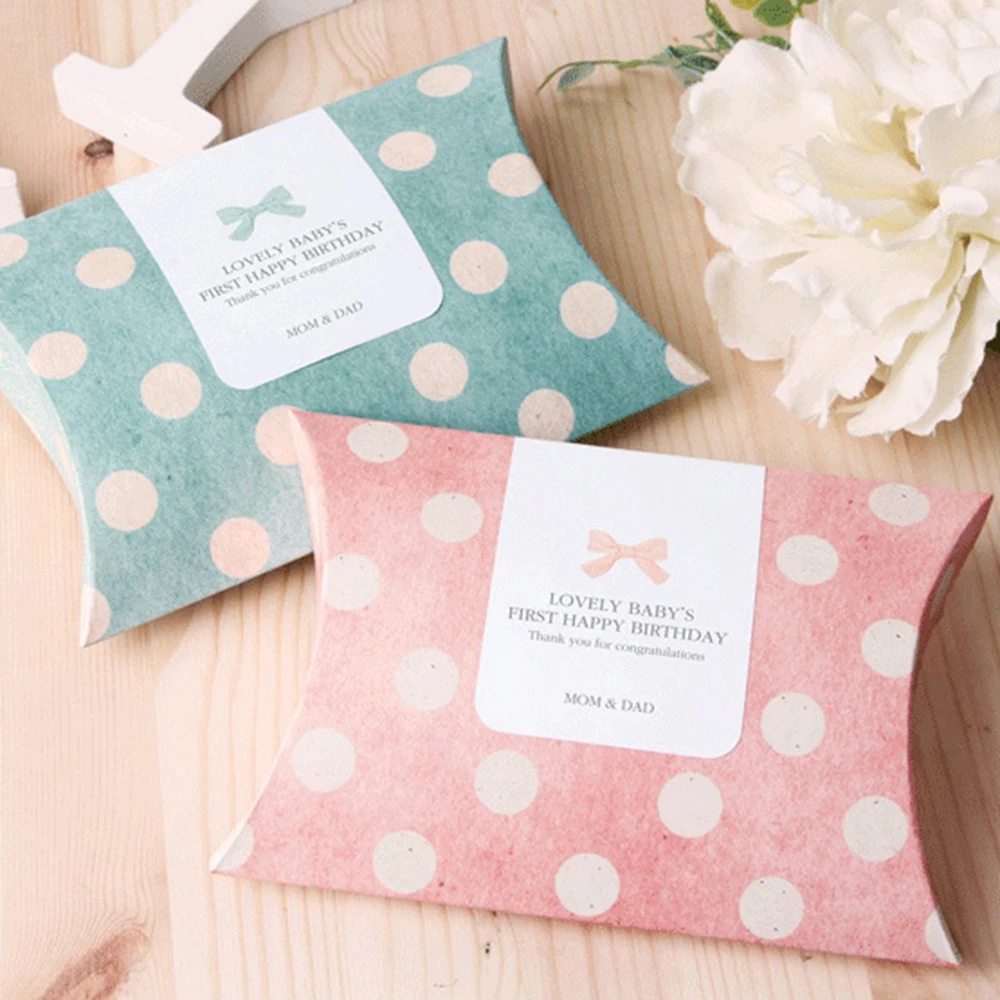 Pillow boxes,polka dots pillow boxes, wedding favor boxes, bridal