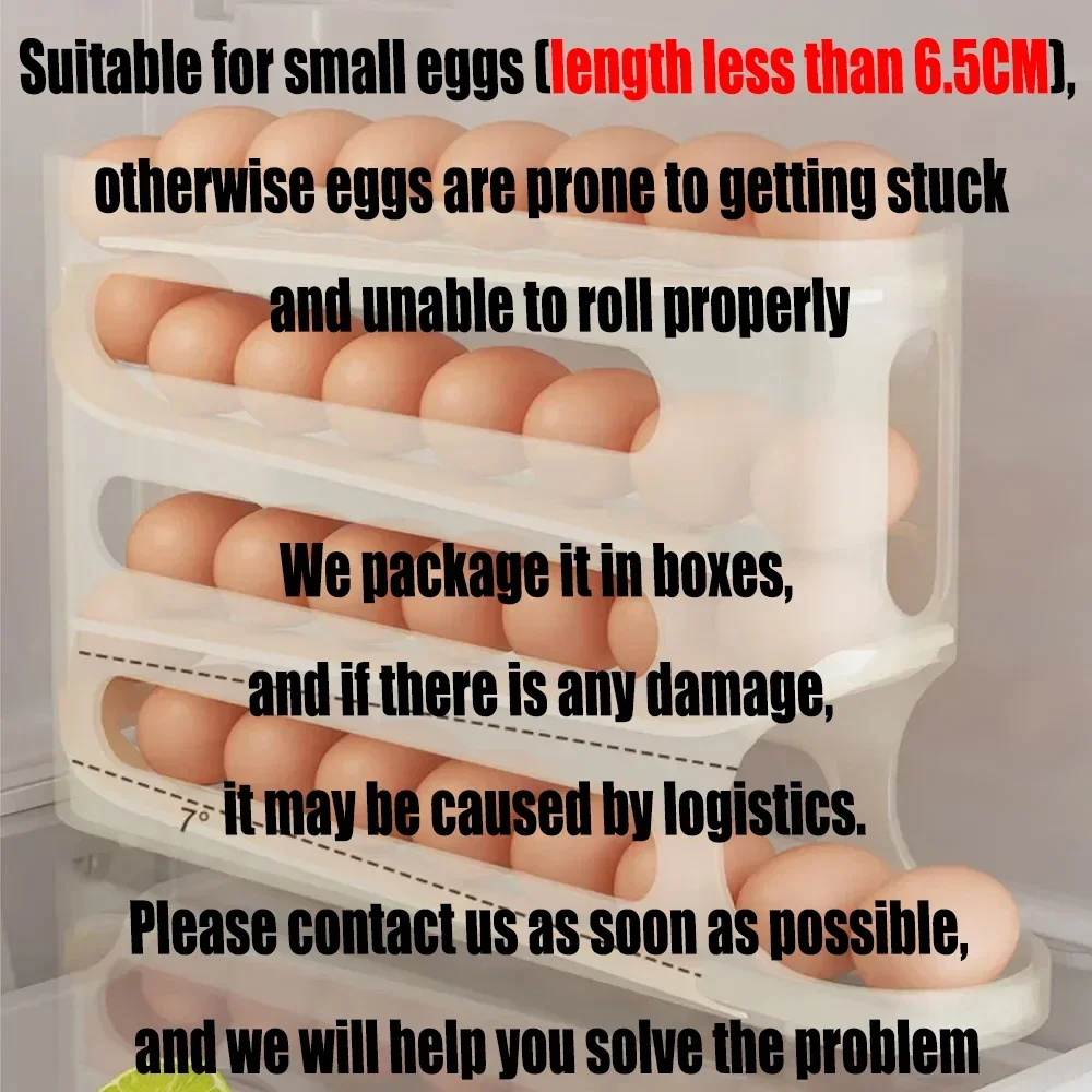 Egg Storage Box-4 Layers Automatic Rolling Egg Holder Rack Fridge Egg Storage Box Container Kitchen Refrigerator Dispenser Fridge Organizer
