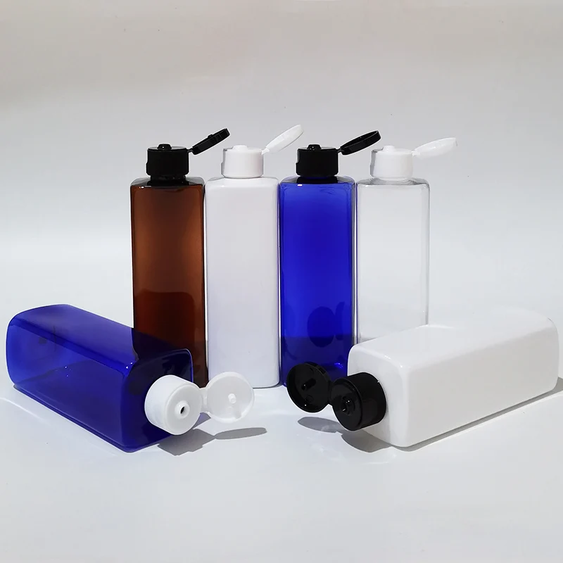 

250ml Empty Square Flip Top Cap Plastic Lotion Bottles High Qaulity PET Liquid Soap Containers 250cc Cosmetic Shampoo Bottle