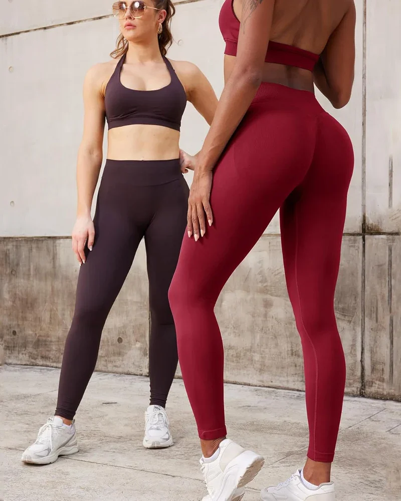 Description Picture 6 of item2 Pieces Yoga Set Women Workout Clothes Scrunch Dynamic Leggings Set Backless Sports Bra Fitness Top Outfits Sportswear Gym Set