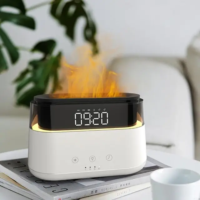 Simulated Flame Aroma Diffuser  Ambient Light Diffuser Humidifier Home Desktop Alarm Clock   Flame Humidifier And Aroma Diffuser 1
