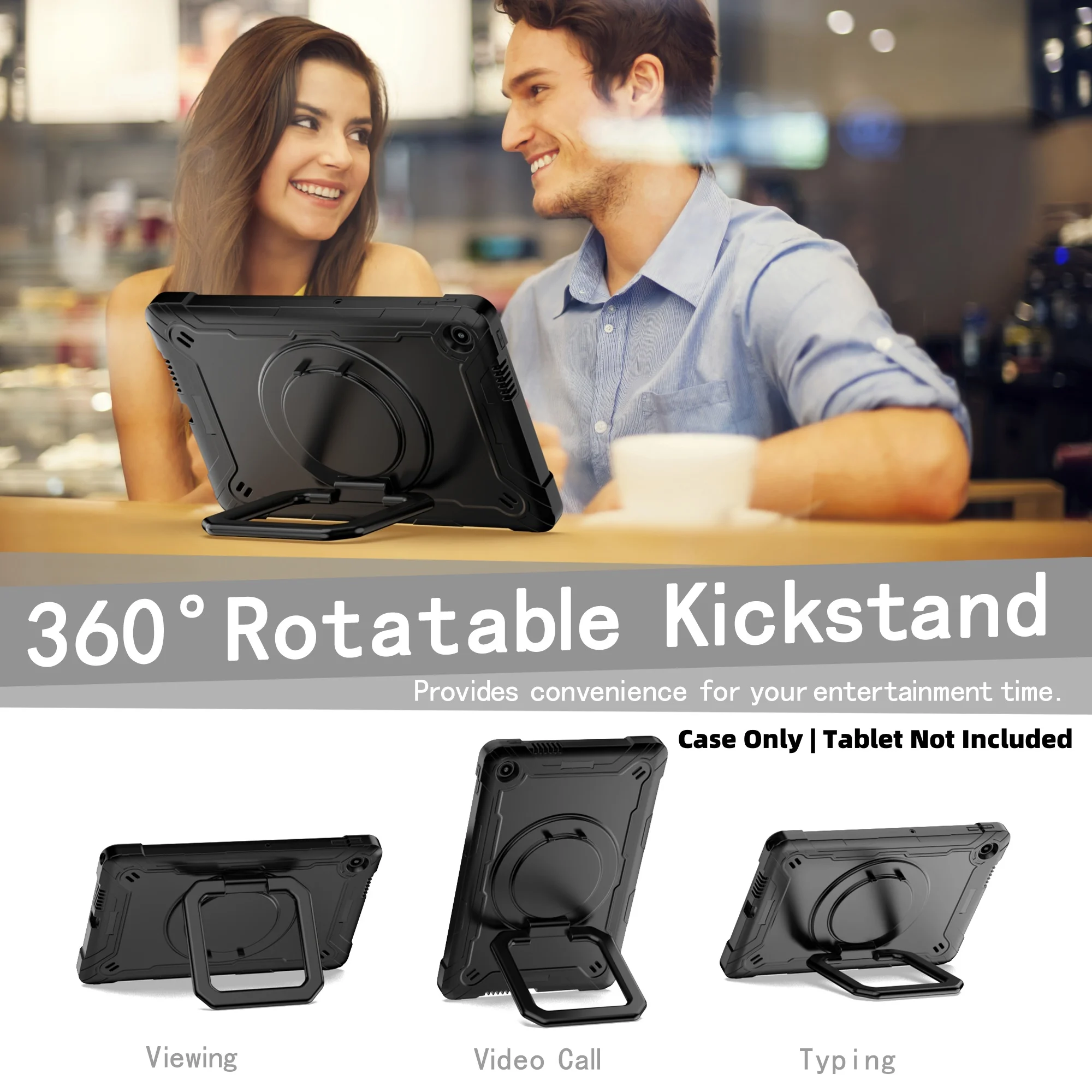 Shockproof Heavy Duty 360° Rotating Tablet Case with Stand and Shoulder Strap