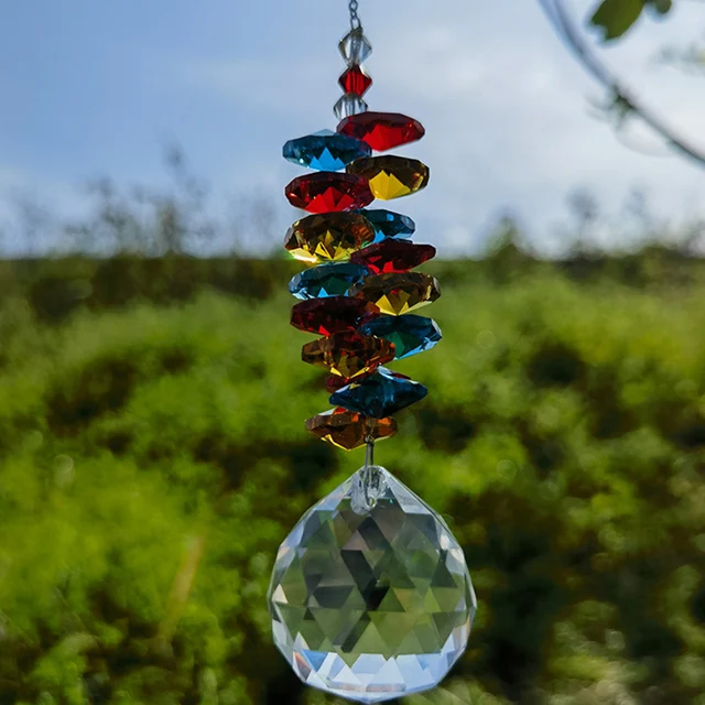 Napsütő Lógó Kristálygolyó Fogó Medálok Szél Haragszalag Szivárvány Nyolcszög Prizma Ablak Csengő Karácsonyfa Otthoni Dekoráció - Image 3