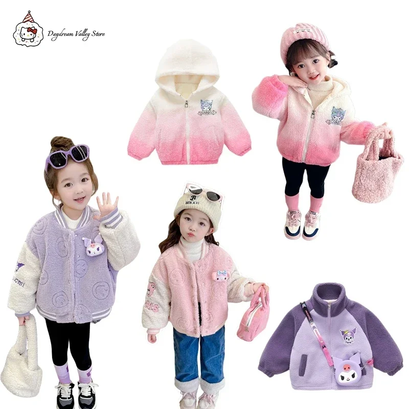 

Girls Kuromi My Melody Sweater Autumn Winter Sanrios Anime Kawaii Fashionable Sweet Cartoon Gradient Color Thickened Warm Coat