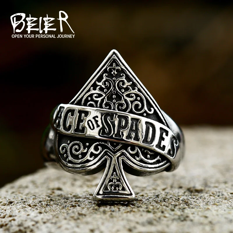 Ace Of Spade Playing Card Ring For Men Punk Hip Hop Jewelry finger ring