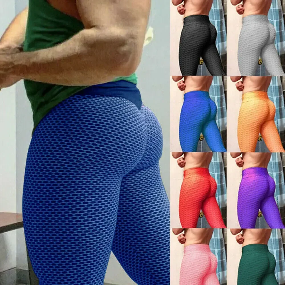 Men Sexy Crotchless Leggings Couple High Waist Gay Push Up Panties Open Crotch Pants Double Hidden Zippers Skinny Tight Fashion