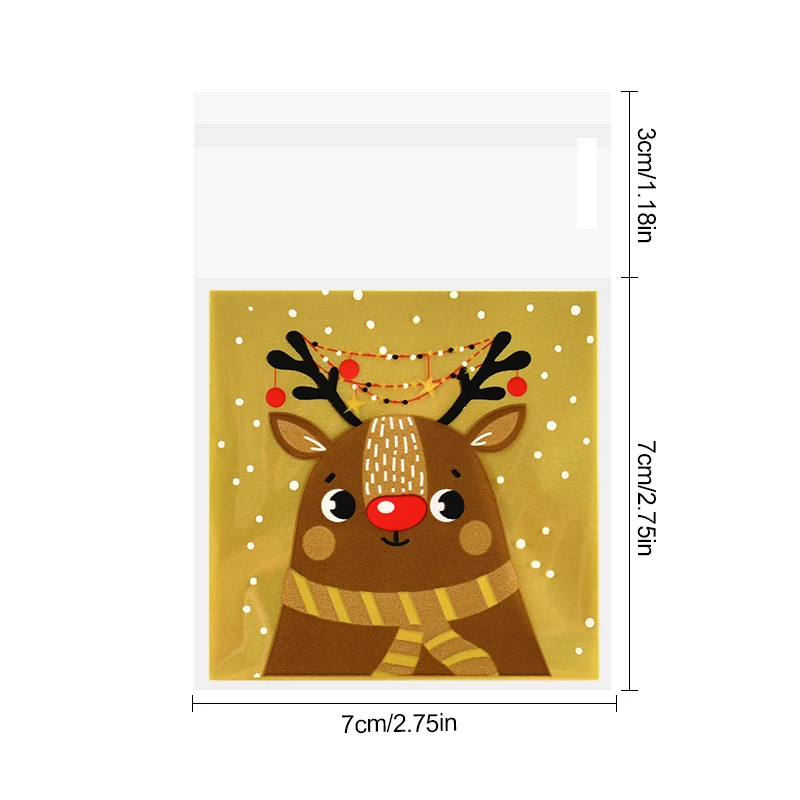 100Pcs Weihnachten Süßigkeiten Taschen Cartoon Santa Claus Schneemann Selbst-klebe Verpackung Tasche Dekor Weihnachten Dekoration Navidad Neue Jahr – Detail 11