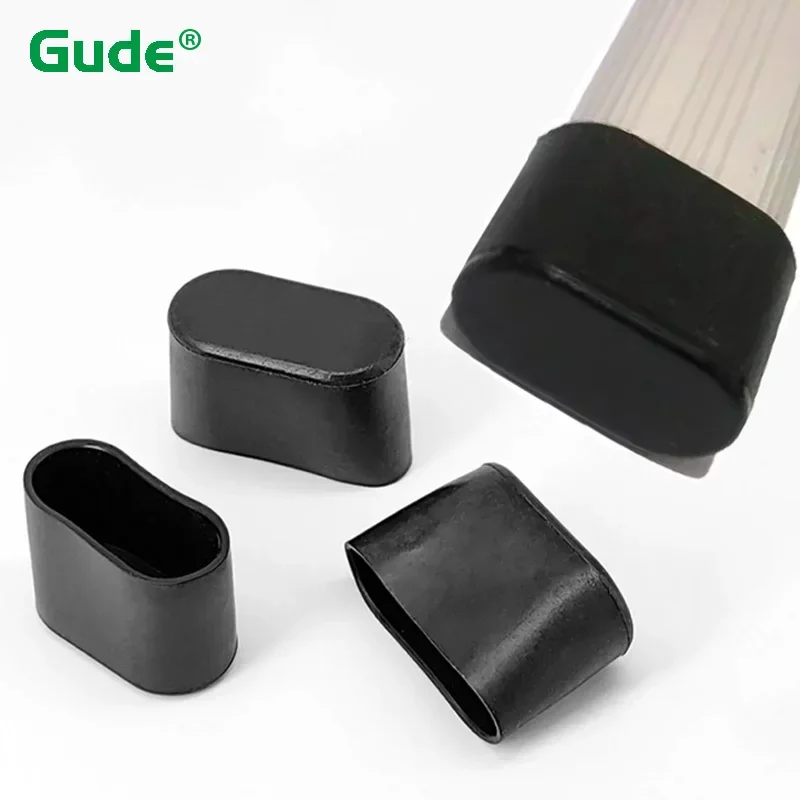 

Black PVC Oval Table Chair Leg Tips Caps Furniture Foot Legs Cover Non-slip Floor Protector Pipe Covers 2/4/6/8/10 Pcs