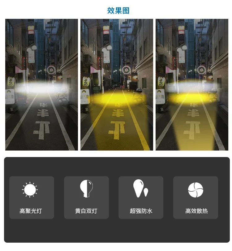 LED Car Headlights White Yellow Spotlights Fog Lights
