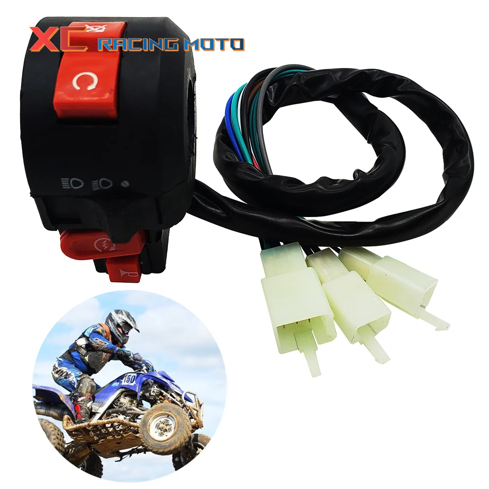 ATV Quad Dirt Bike Accessories ATV Light Button Switch 4 Function Left Handlebar Switch Assembly For 50/70/90/110/125/150/250cc