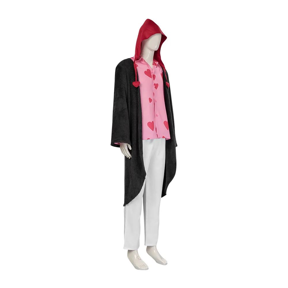 One Piece: Donquixote Rosinante | Black Plush Jacket and Pink Shirt Costume Cosplay 28 Generic Black Plush Jacket and Pink Shirt Costume for Men (Unofficial)