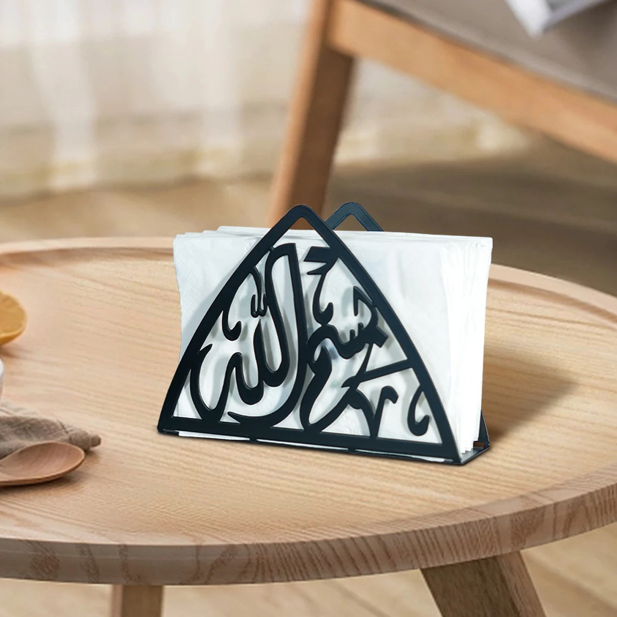 1pc Metal Arabic Text Napkin Holder, Can Be Matched With Square, Rectangular Napkin, Suitable for Dining Table, Kitchen, Wedding 2