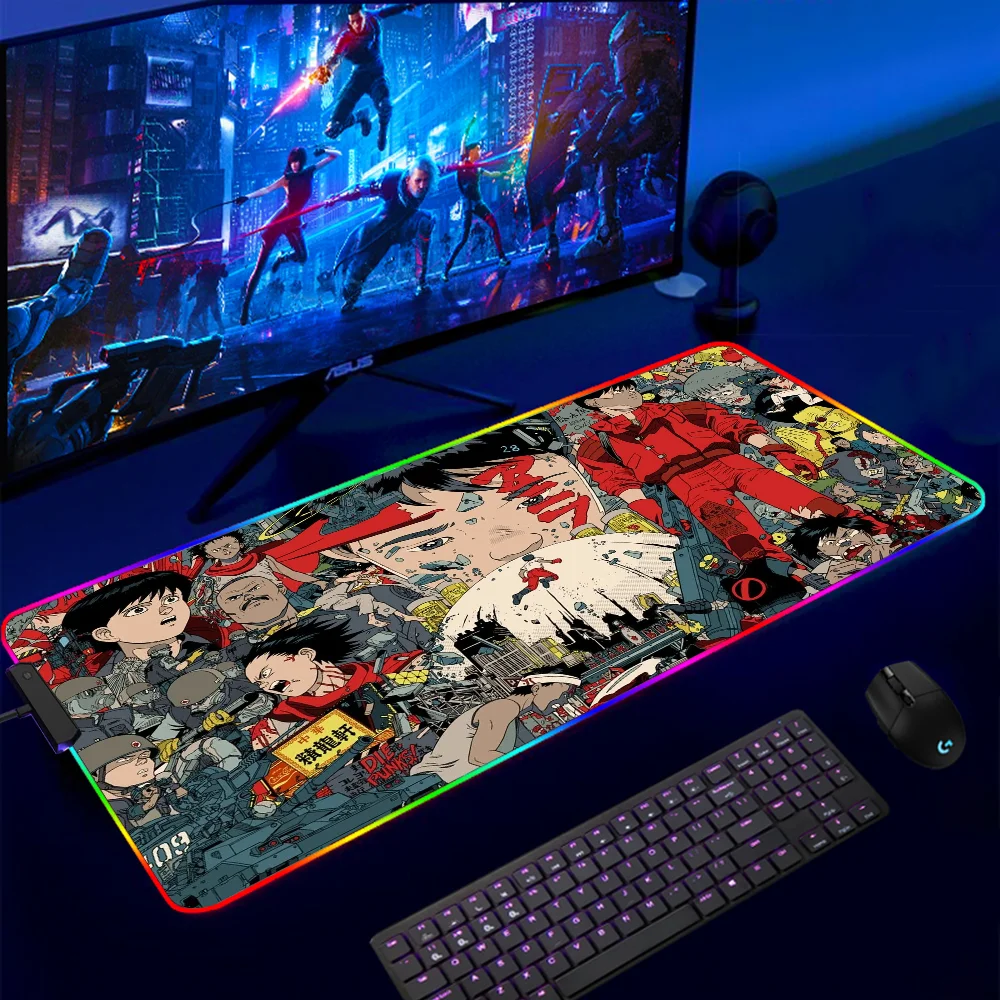 Akira Mouse pad RGB Gaming Accessories Computer Large 900x400 Mousepad Gamer Rubber Carpet With Backlit Play desk mat gift