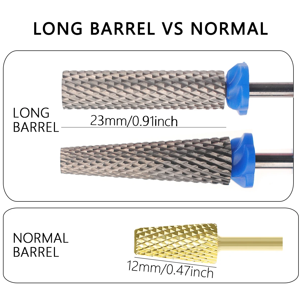 Longo cônico Carbide Nail Drill Bits Cabeça de polimento de unhas Cabeça de polimento especial para máquina elétrica de broca de unhas Manicure 23mm