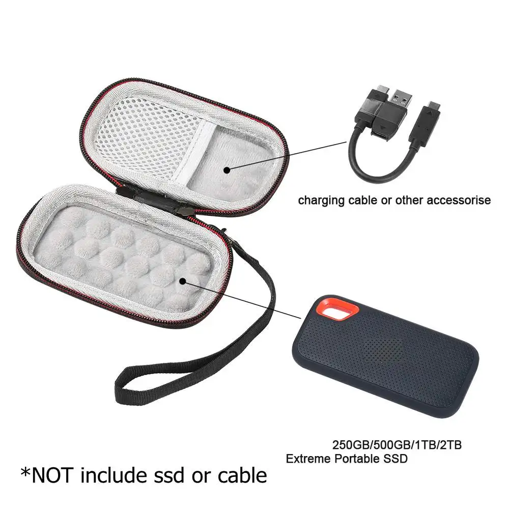Portable SSD Storage Bag for SanDisk PSSD/E30/E60/E61 Mobile SSD Outdoor Carrying Case with Lanyard EVA Protective Box