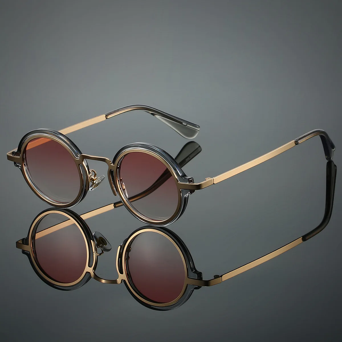 Vintage Punk Gradient Round Sunglasses - Trendy Luxury Outdoor Shades