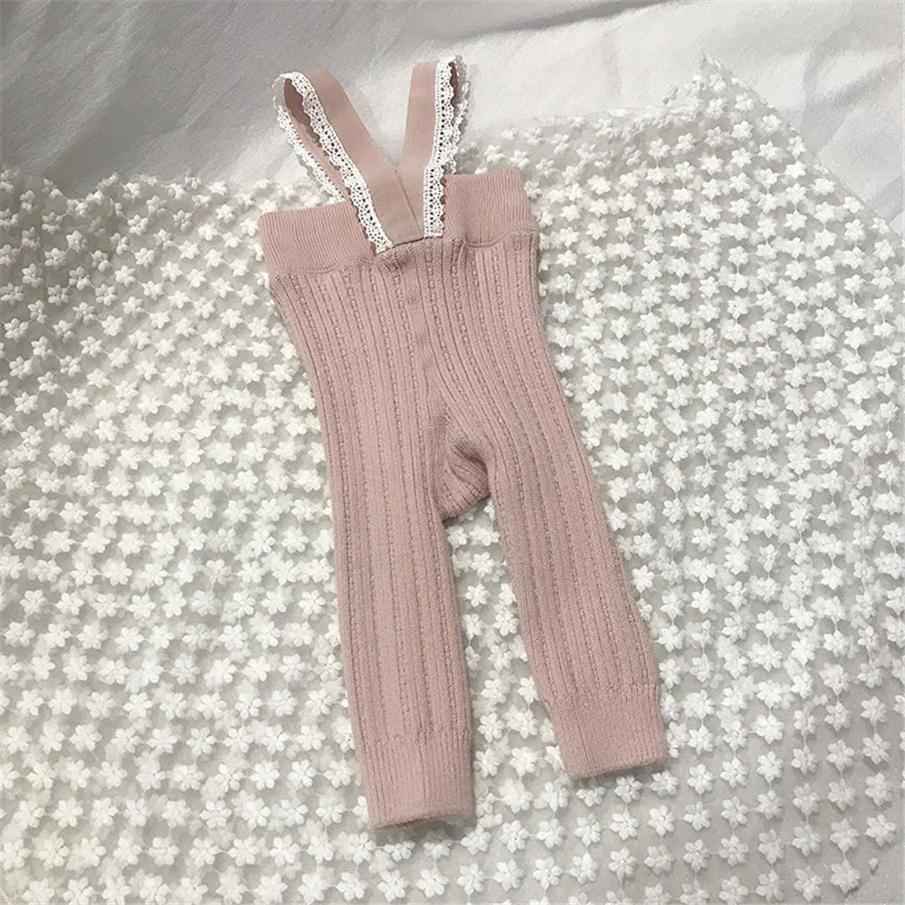 Kids Leggings 7 Colors Toddler Girls Boys Strap Pants Baby Solid Color Knitted Ribbed Leggings Autumn Winter Warm Trousers 0-4T