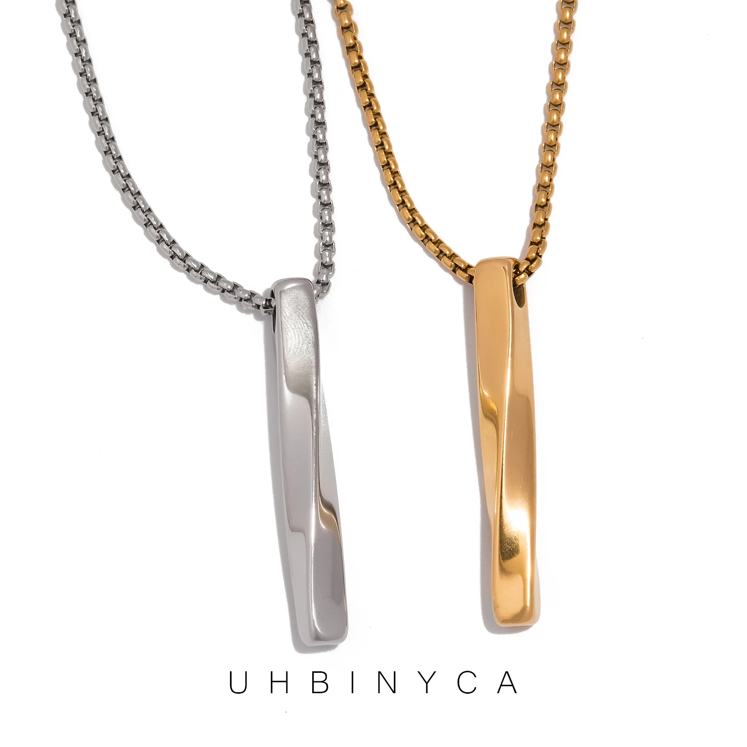 Длинное ожерелье UHBINYCA в стиле хип-хоп с спиральным кулоном и ожерельем из полированной нержавеющей стали