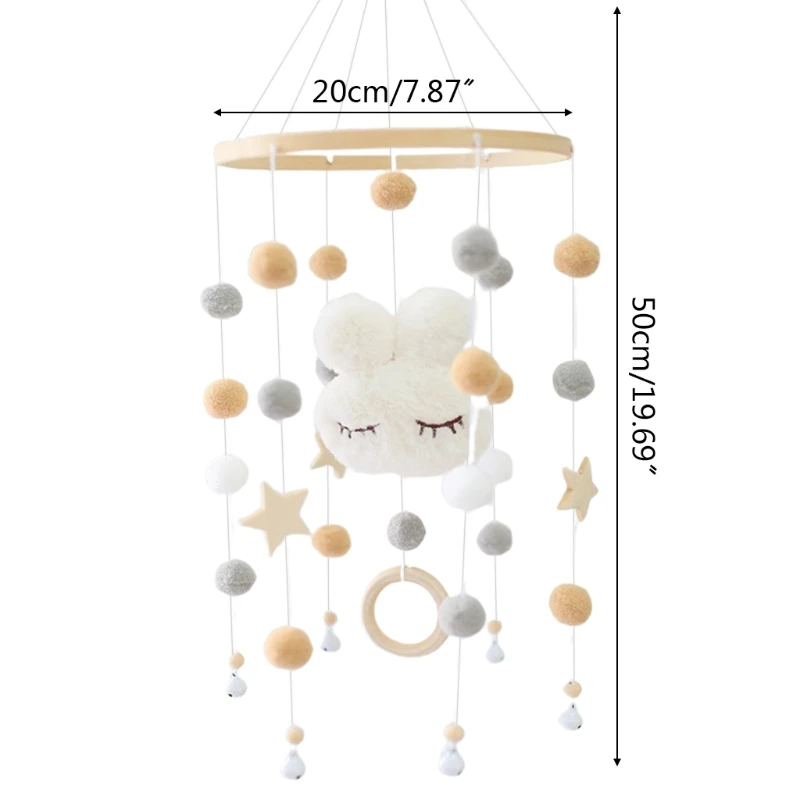 Baby Crib Mobile Rattle Windchime Wool Balls Beads Bed Wind Decoratio images - 6