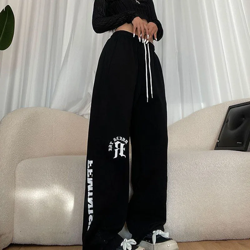 

Zoki Vintage Women Sweatpants Harajuku Baggy Hip Hop Joggers Streetwear Korean Fashion Y2K Female Casual Wide Leg Trousers