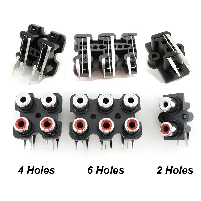 2/4/6 Hole RCA Female Stereo Audio Jack AV Audio Input Socket Connector ...