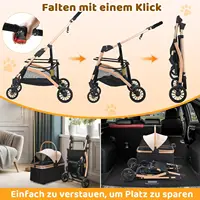Poussette pliable pour chien, chariot de voyage pour chiot, porte-Buggy, chariot pour chien, sac de Transport pour chats, avec 4 roues 360 ° , Jusqu'à 20 kg 4