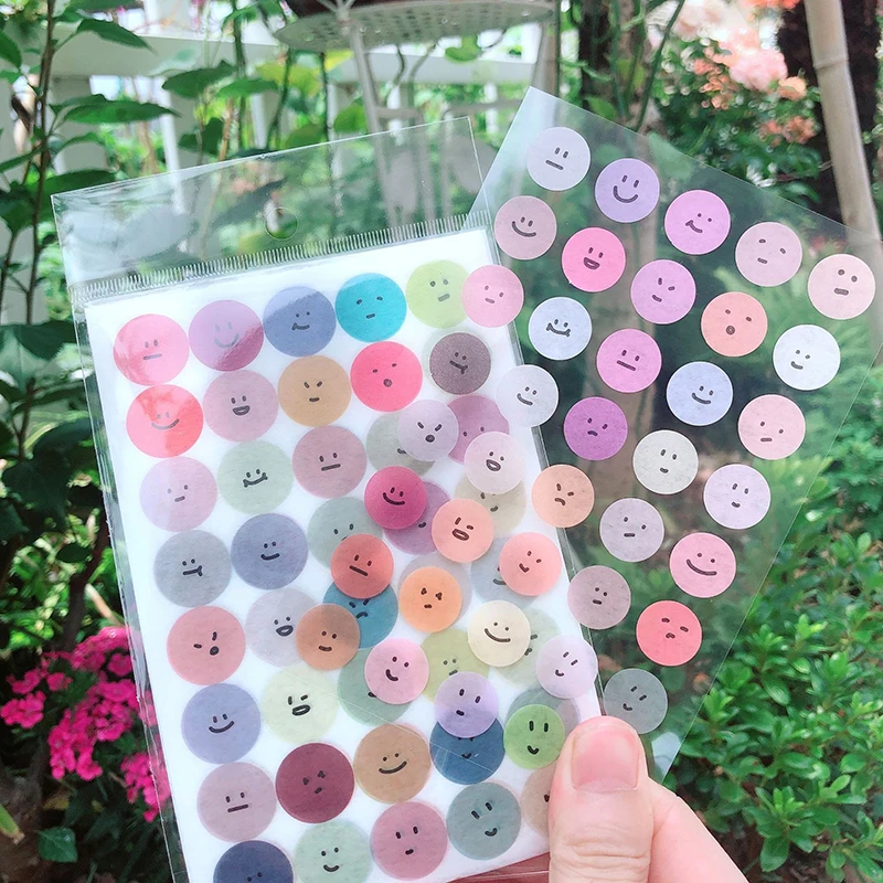 6 Sheets Cute Stickers Star Round Washi Tape Art Decorative Adhesive Stickers DIY Scrapbooking Kawaii  Sticker Label Stationery