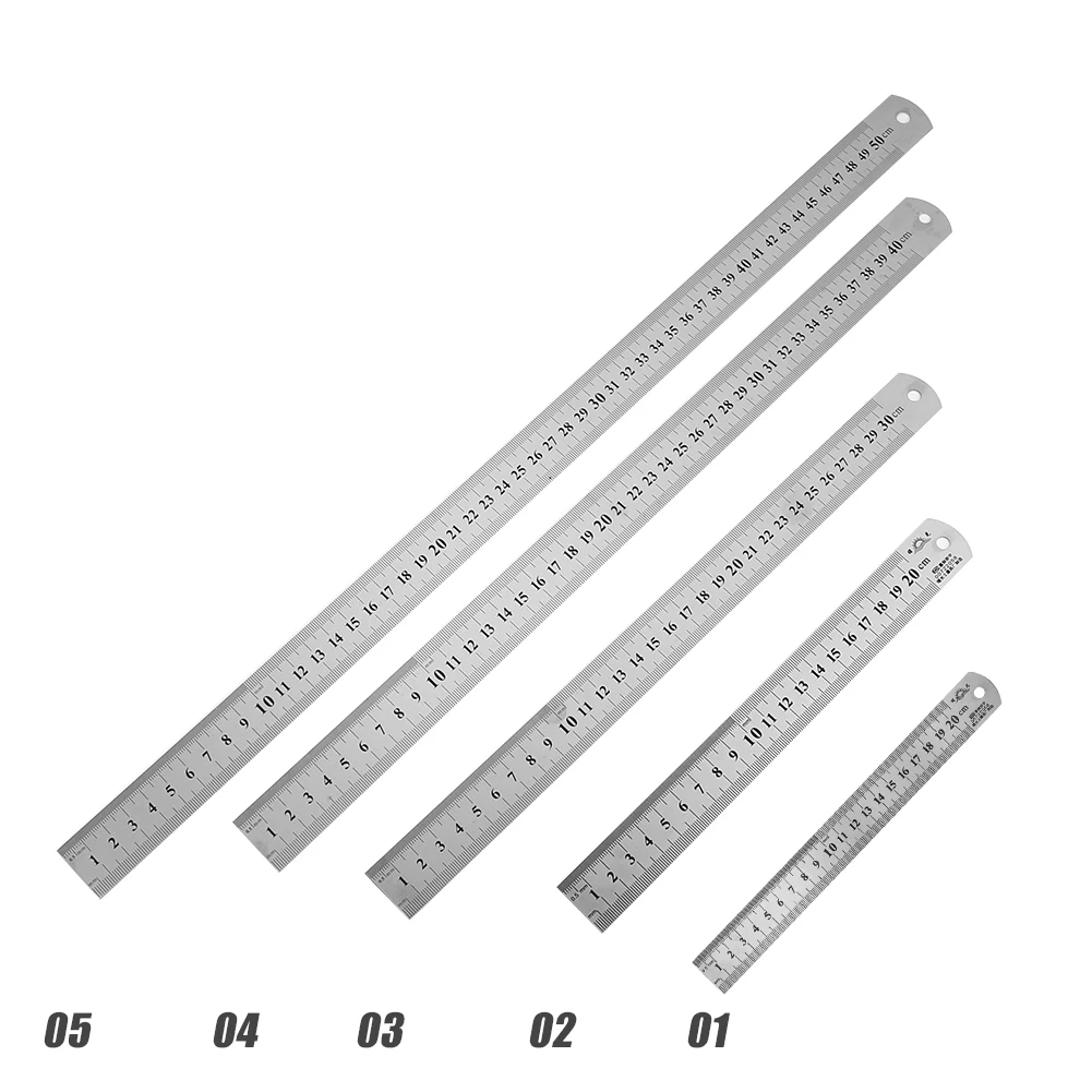 8-inch (20cm) Stainless Steel Straight Ruler Inches and Metric Scale 3 Pack