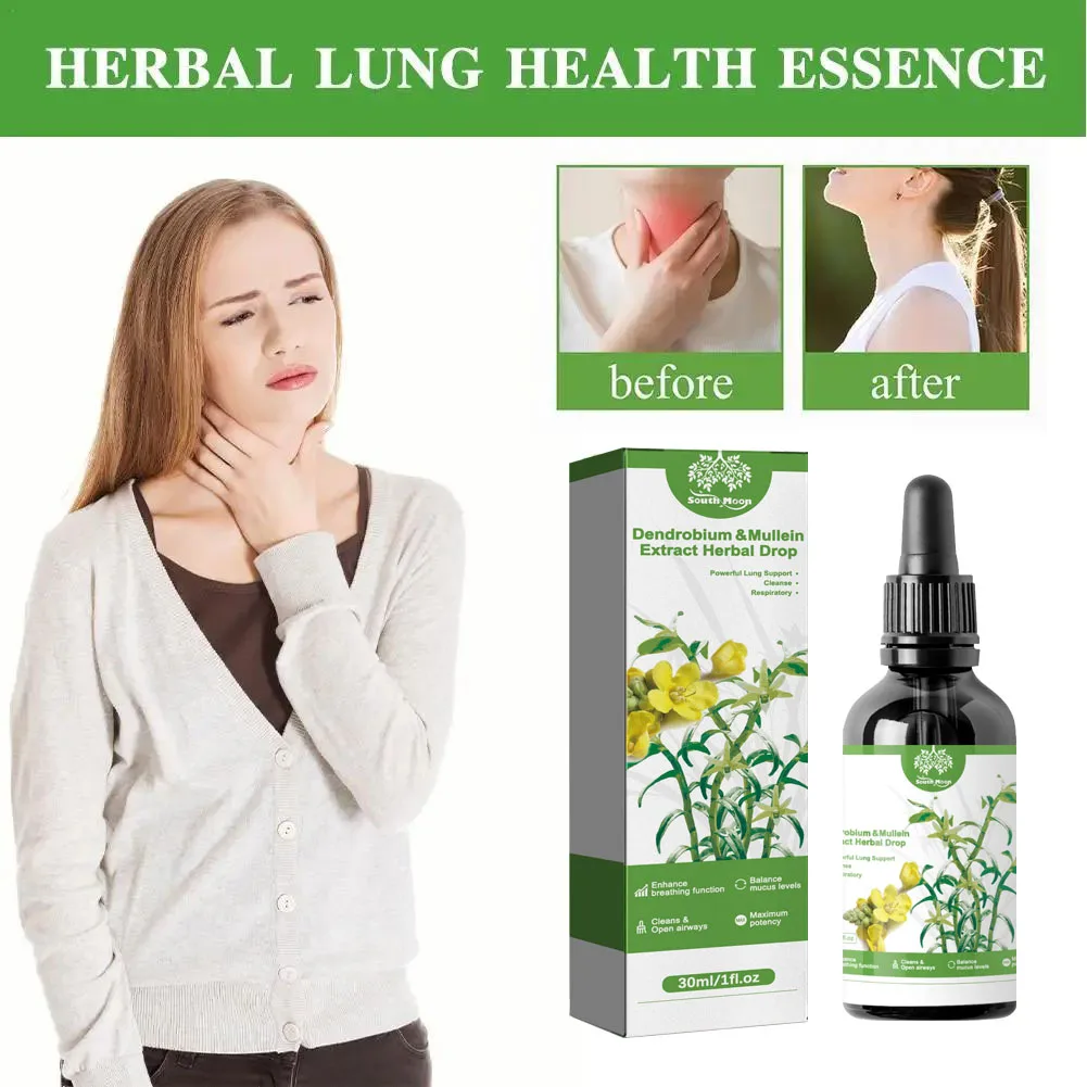Dendrobium & Mullein Extract-Powerful Lung Support USA & Respiratory-Made Drops Cleanse In Herbal herbal lung support drops