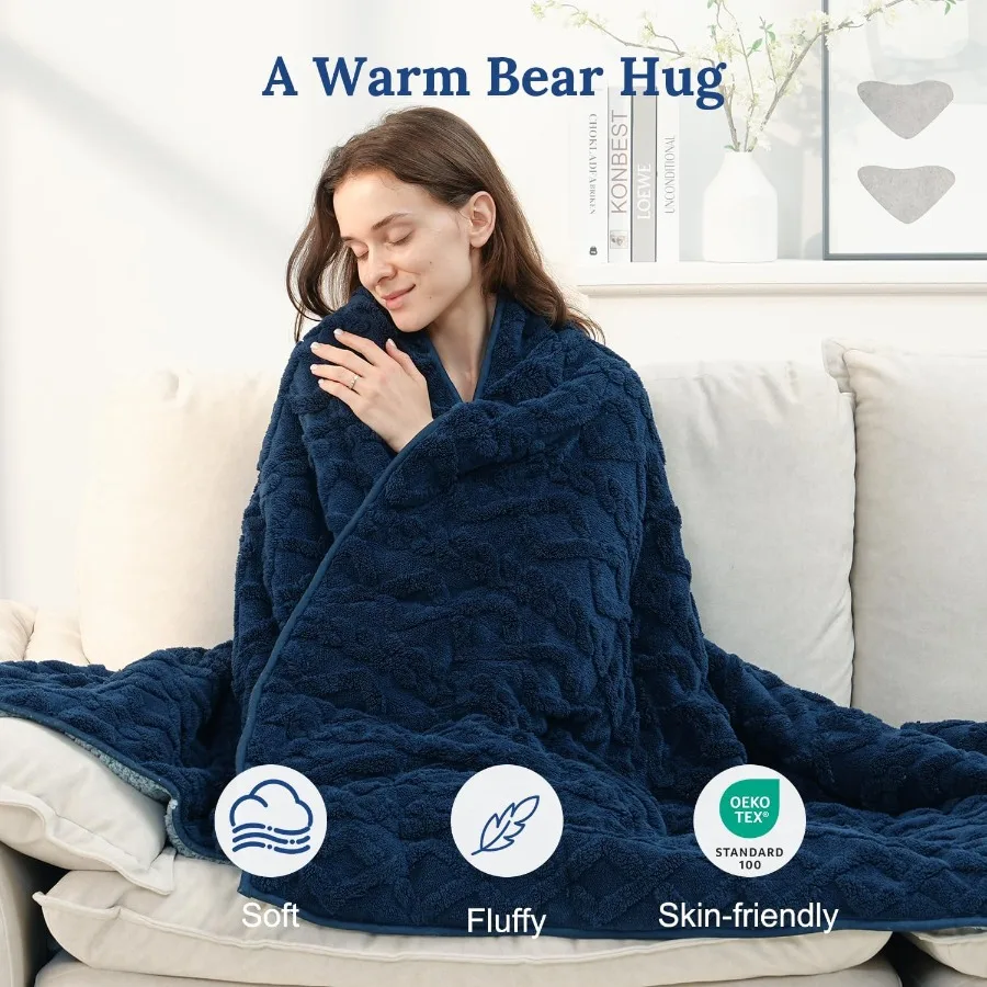 Sherpa Fleece Adult Weighted Blanket Ideal for Sleep and Relaxation 20 lbs DualSided Soft Fuzzy Heavy Blanket Perfect for Couch
