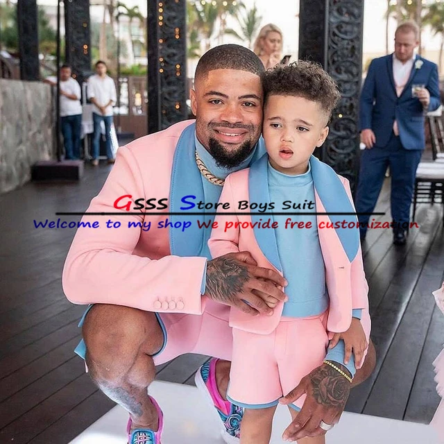 Pink Boys Suit 2 Piece Casual Jacket Pants Tuxedo Wedding Kids Slim Fit  Blazer Set Custom