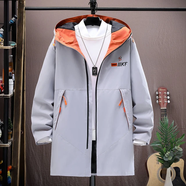 2023 Autumn New Men's Hooded Jacket Zipper Trench High Quality