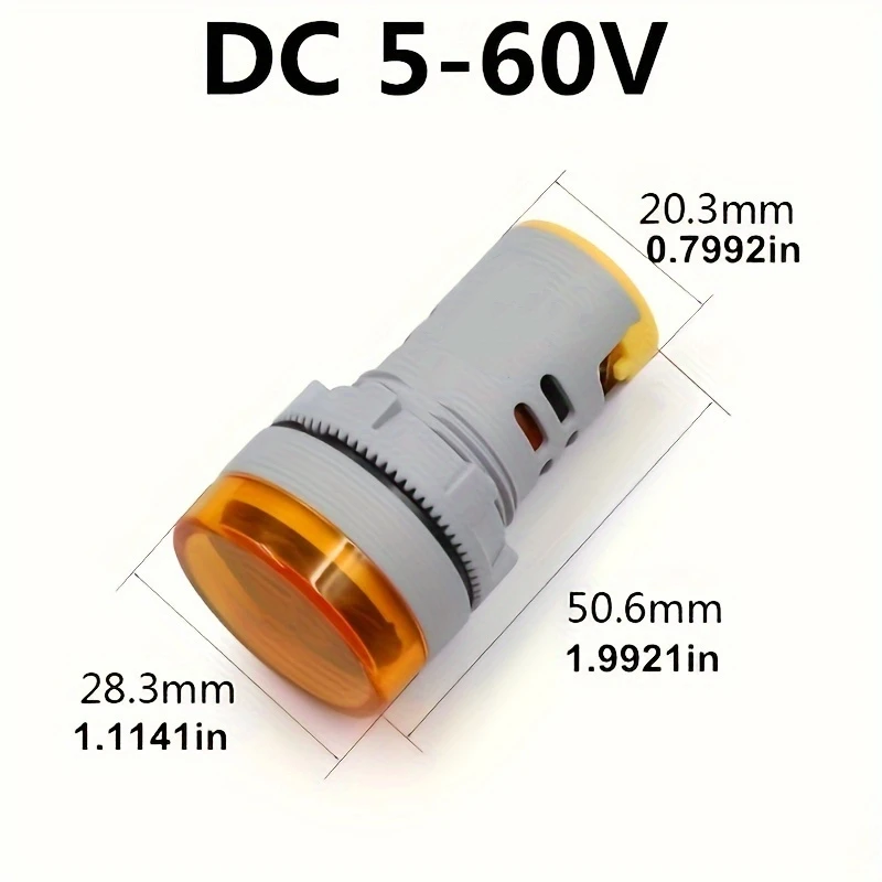 1개 22mm 원형 미니 디지털 전압계 DC 5-60V