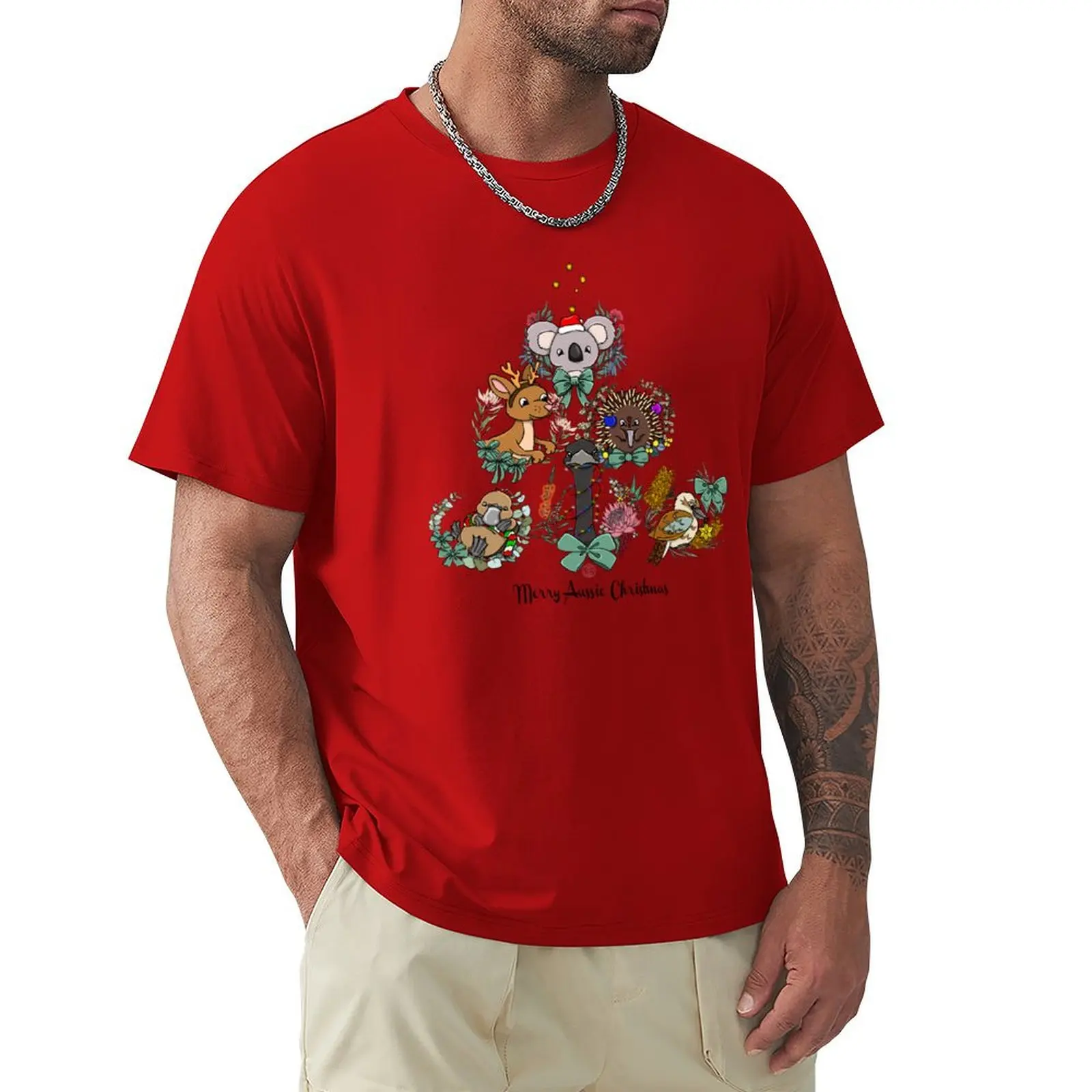 

Australian Animal Christmas T-Shirt boys animal print summer tops men clothes