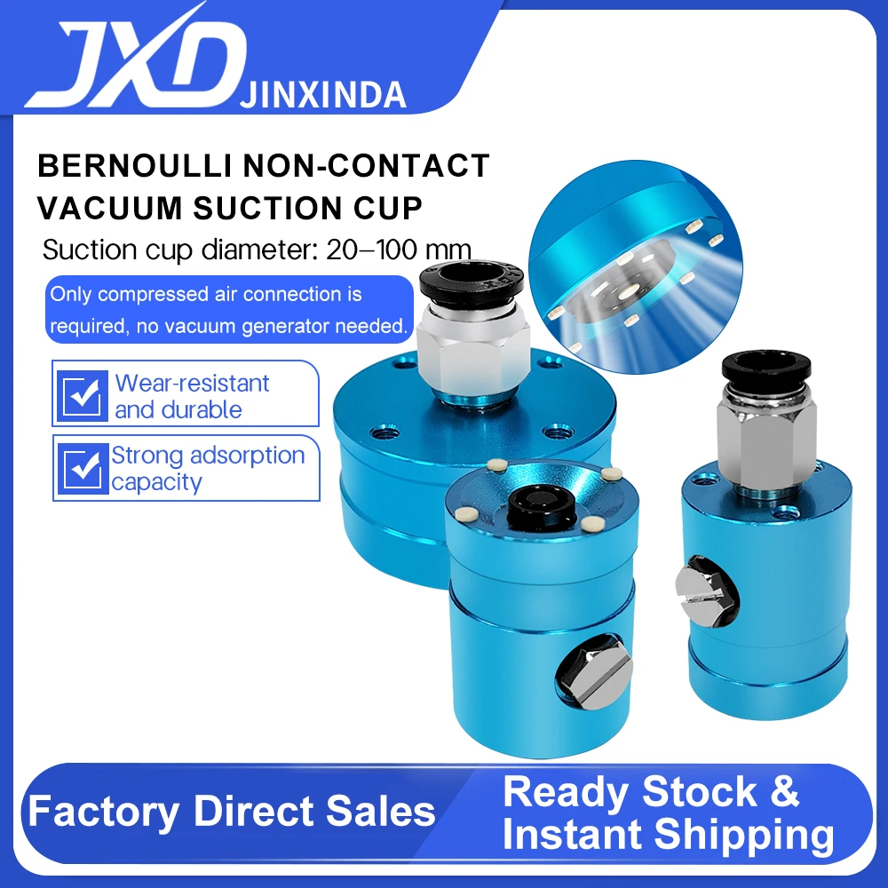 JXD Bernoulli นิวเมติก Gripper รอบสูญญากาศ Sucker 20 มม.30 มม.40 มม.60 มม.Traceless อลูมิเนียม Non-Contact ดูดสูญญากาศถ้วย 1