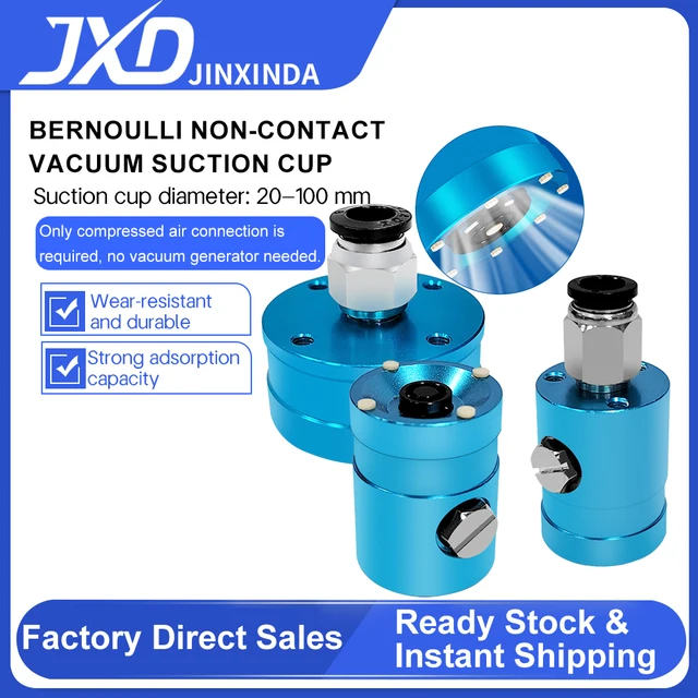 JXD Bernoulli นิวเมติก Gripper รอบสูญญากาศ Sucker 20 มม.30 มม.40 มม.60 มม.Traceless อลูมิเนียม Non-Contact ดูดสูญญากาศถ้วย 1