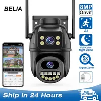 Caméra de surveillance WiFi 4K 8MP, double objectif, zoom numérique 4X, détection humaine AI, ONVIF, caméras IP PTZ de sécurité extérieure 1
