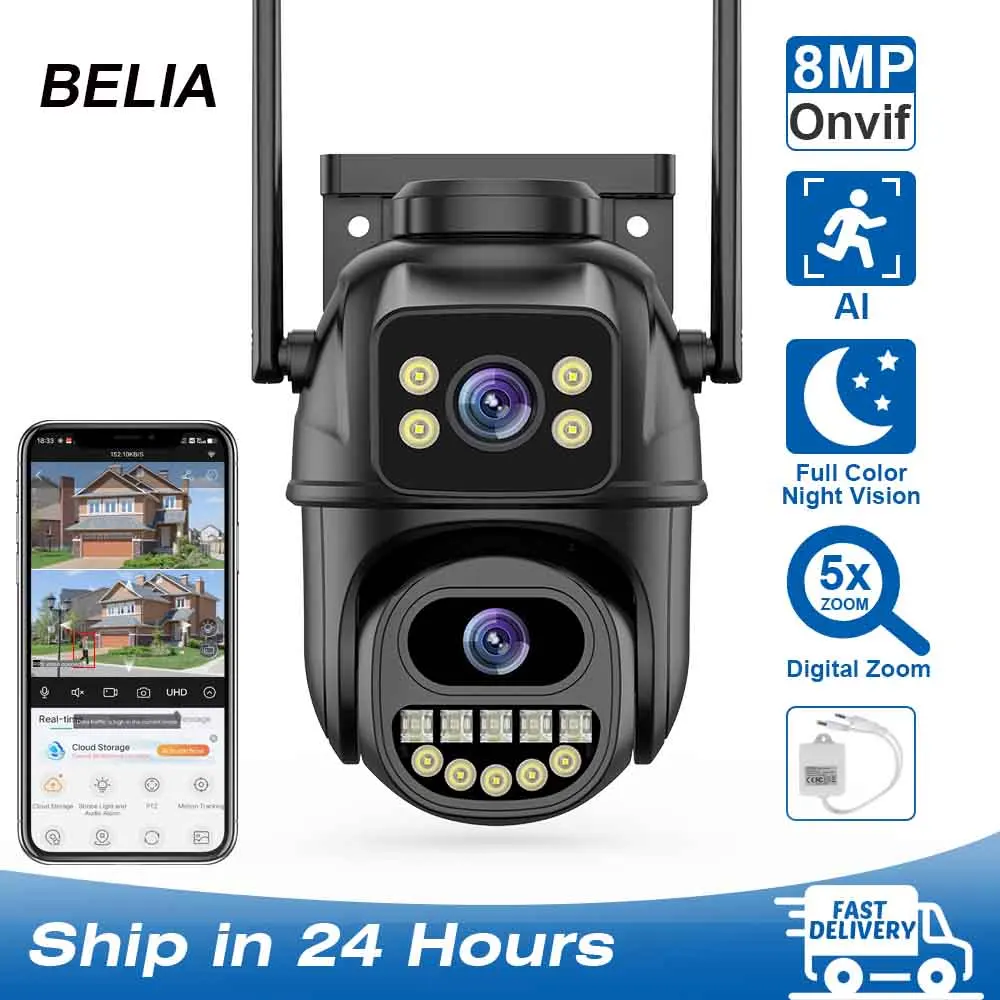 Caméra PTZ WiFi Extérieure 4K 8MP - IA & Suivi Intelligent - Vision Nocturne - NEUVE