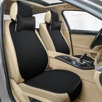 Flax Car Seat Cover Breathable Comfortable Summer Linen Seat Cushion Protector With Storage Bag Auto Interior Mat Universal Size 3