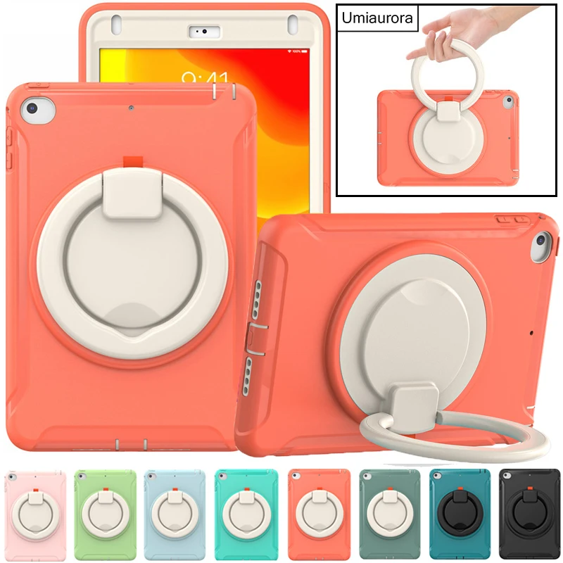 Per Ipad Pro 11 Air 2 3 4 5 10.9 Mini 6 9.7 10.2 7Th 8Th 9Th 10Th Gen Case Kids Silicone Antiurto Pull Ring Stand Tablet Funda