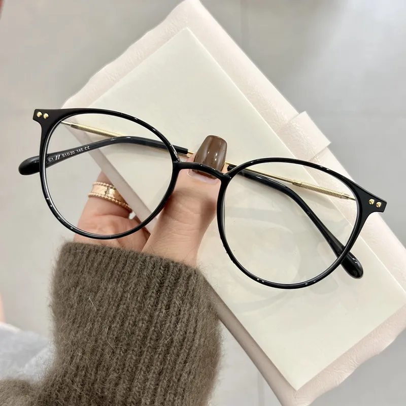 Stylish Unisex Blue Light Blocking Round Metal Frame Eyeglasses