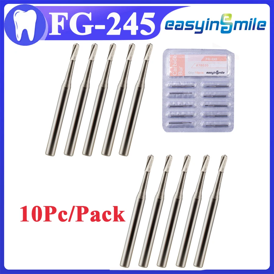 

10Pcs Dental Carbide Burs Pear-Shaped High Speed Tungsten Steel Bur FG 245